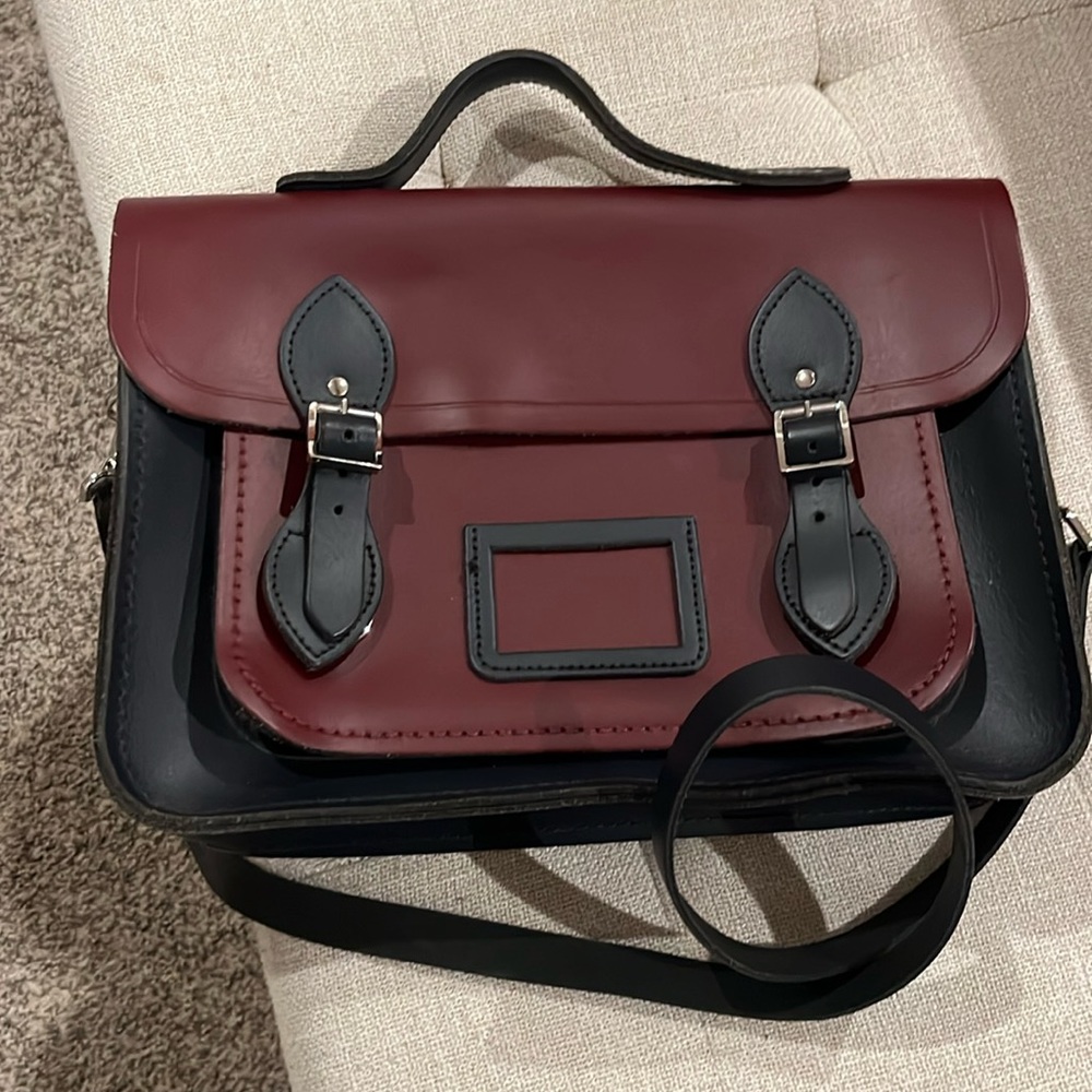 Cambridge Satchel Company Color Block Navy & Ox Blood Satchel Messenger bag
